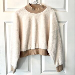 Fabletics Malia Fleece Pullover Size Medium White and Tan